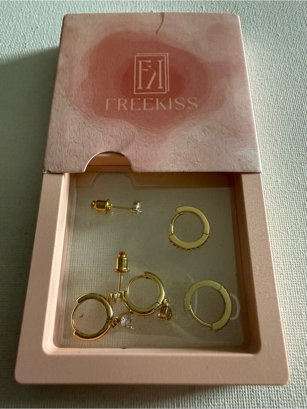 NEW Freekiss Gold-Tone Hoop & Stud Earring Set 14k Gold Plated